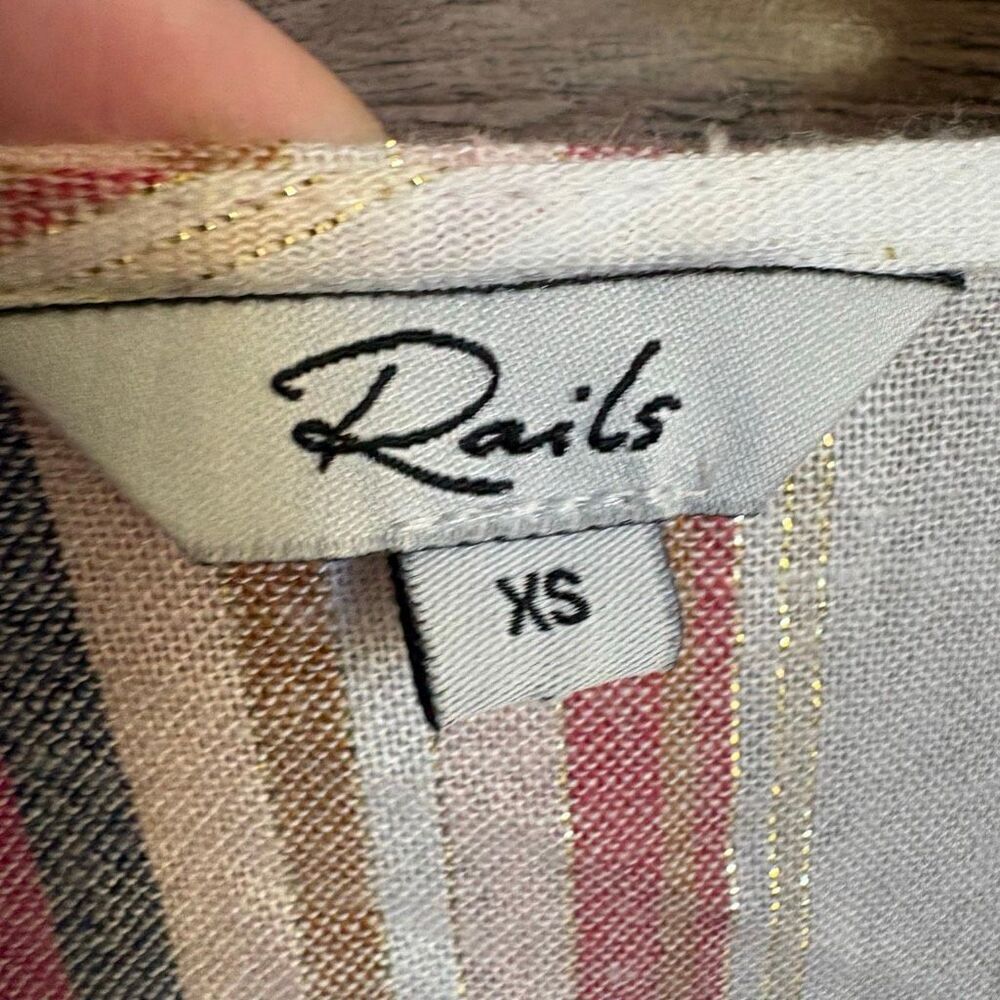 Rails Wrap Dress XS Madison Jewel Stripe Linen Luxury Coastal Artsy Preppy Retro - Picture 5 of 13